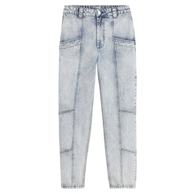 Snow Wash Mom Jeans with High Waist, Length 28" LA REDOUTE COLLECTIONS