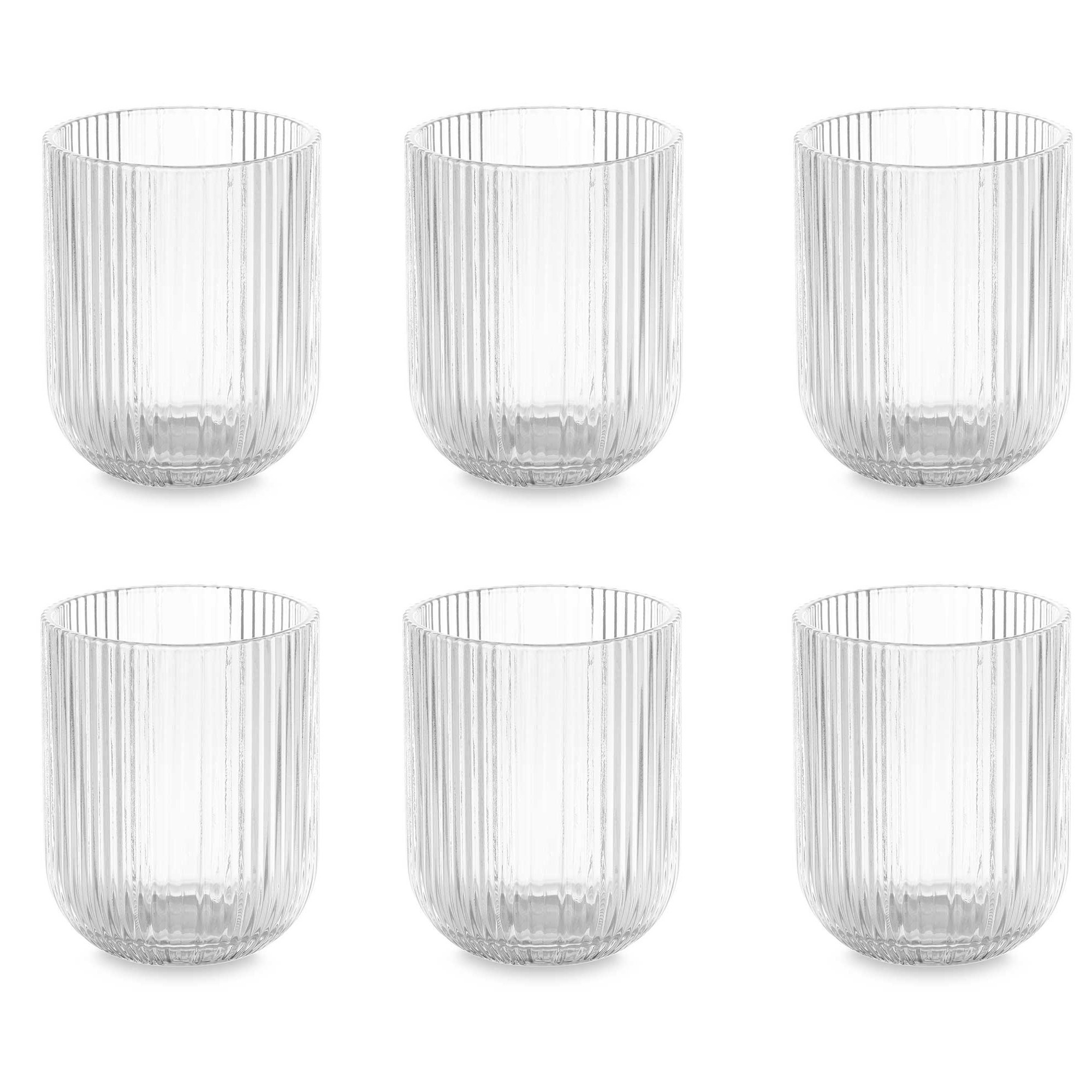 Set de 6 gobelets à eau en verre strié 27cl, WADIGA