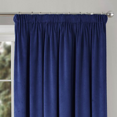 Clever Velvet Lined Pencil Pleat Single Door Curtain in Navy SO'HOME
