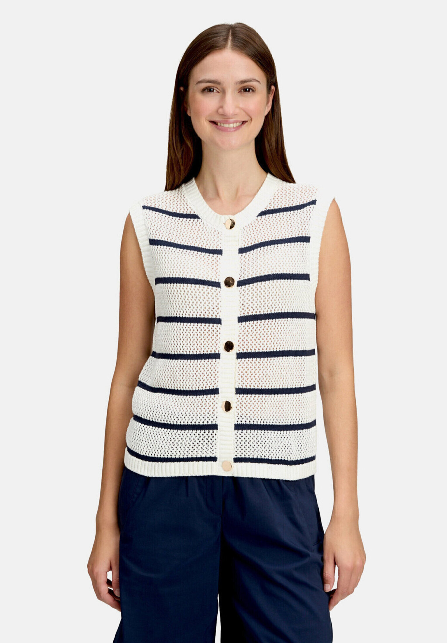 Veste sans manches en maille à motif ajouré, BETTY & CO