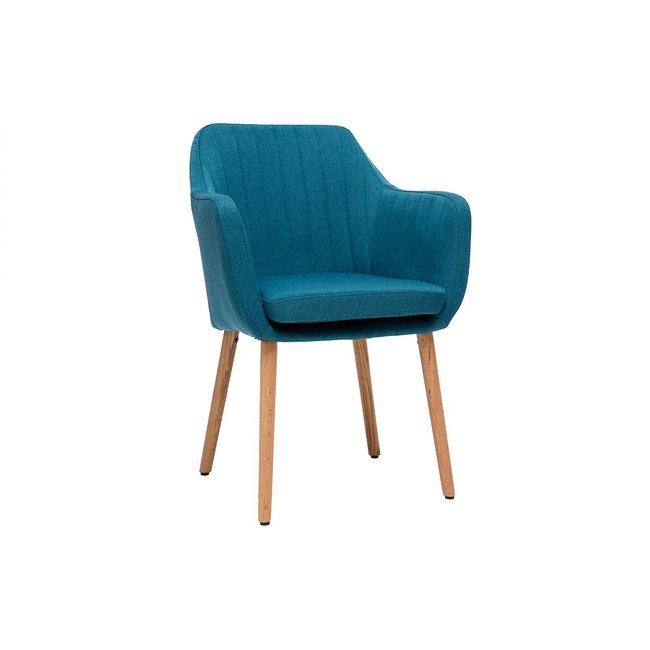 Chaise scandinave en tissu   et bois clair ALEYNA Couleur bleu canard <span itemprop=