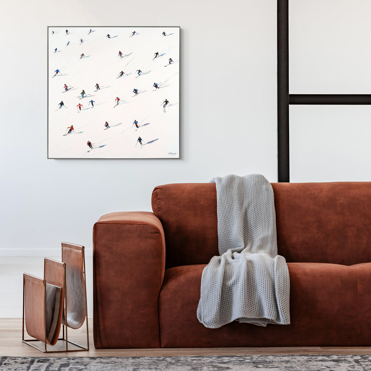 80x80cm Descending Skiing Framed Print, ÉDITÉ