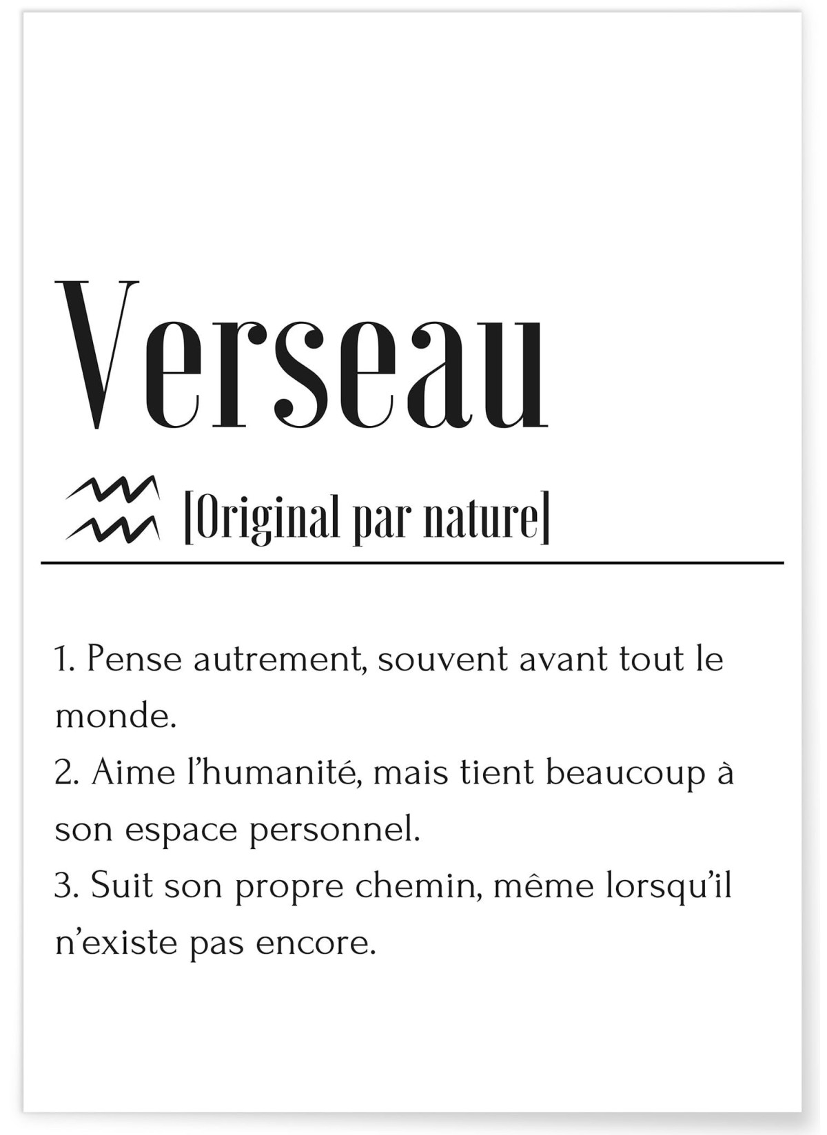 Affiche Définition Verseau, L'AFFICHERIE