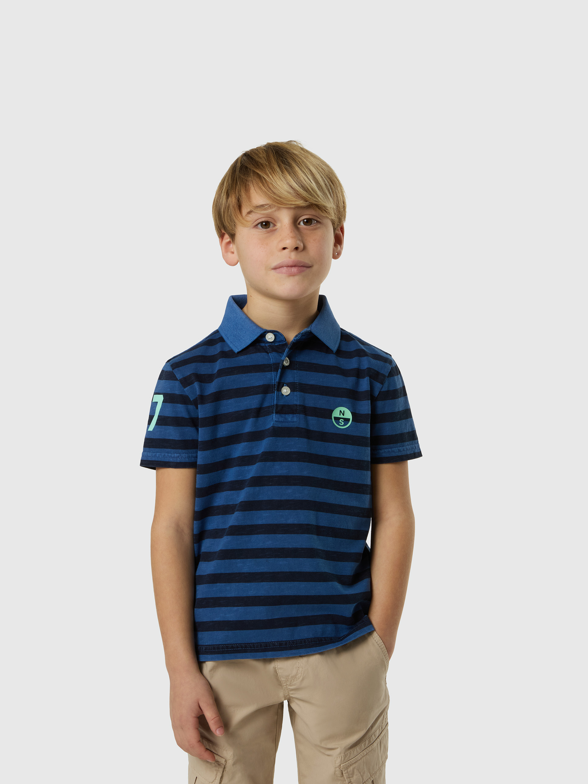 Polo rayé en maillot slub, NORTH SAILS