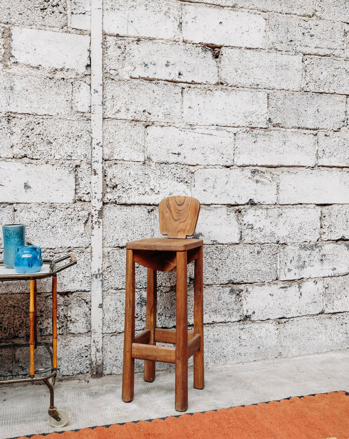Tabouret de bar en orme Gaston N°98 - Bon état, DEBONGOUT
