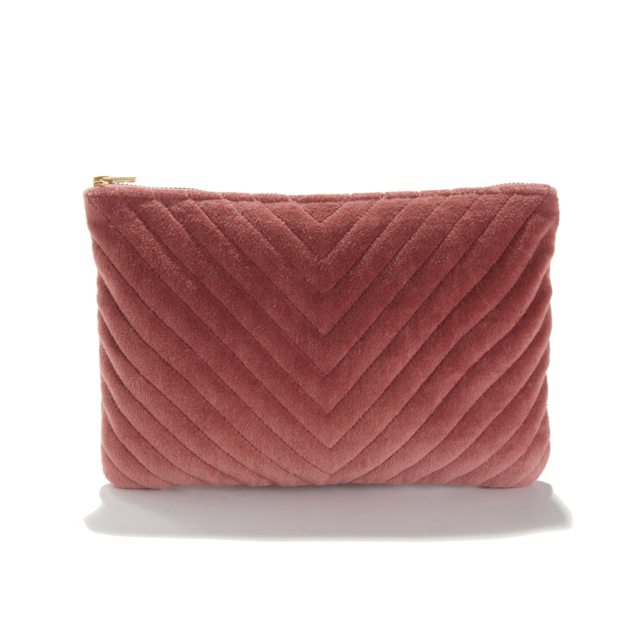 Cotton velvet wash bag or purse, dusty pink, La Redoute Interieurs