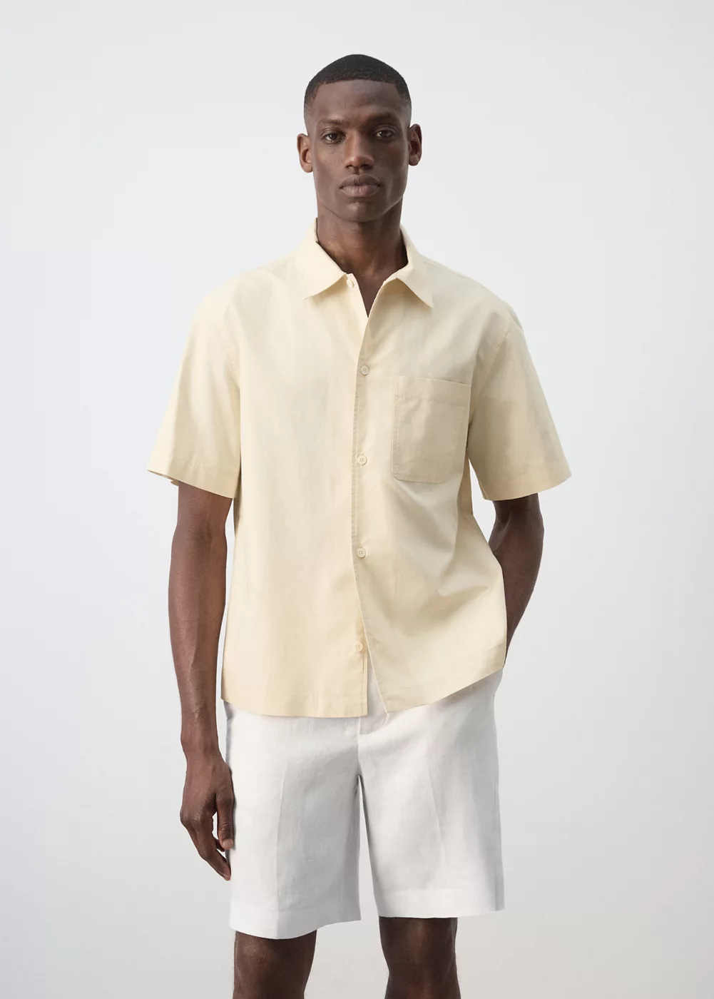 Chemise regular-fit mélange coton lin, MANGO MAN