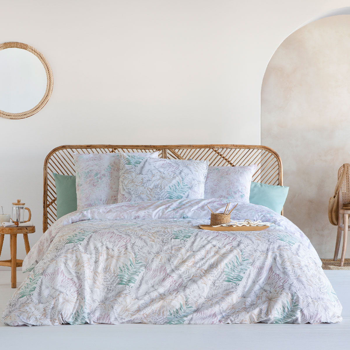 Housse de couette réversible en coton PALM, NAF NAF HOME
