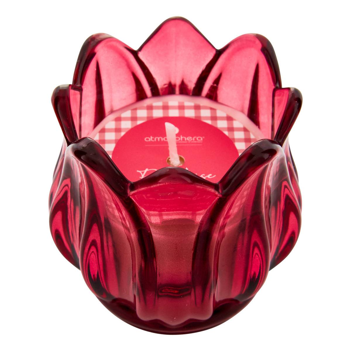 Bougie parfumée pot en verre forme fleur FLEUR DE ROSE, ATMOSPHERA