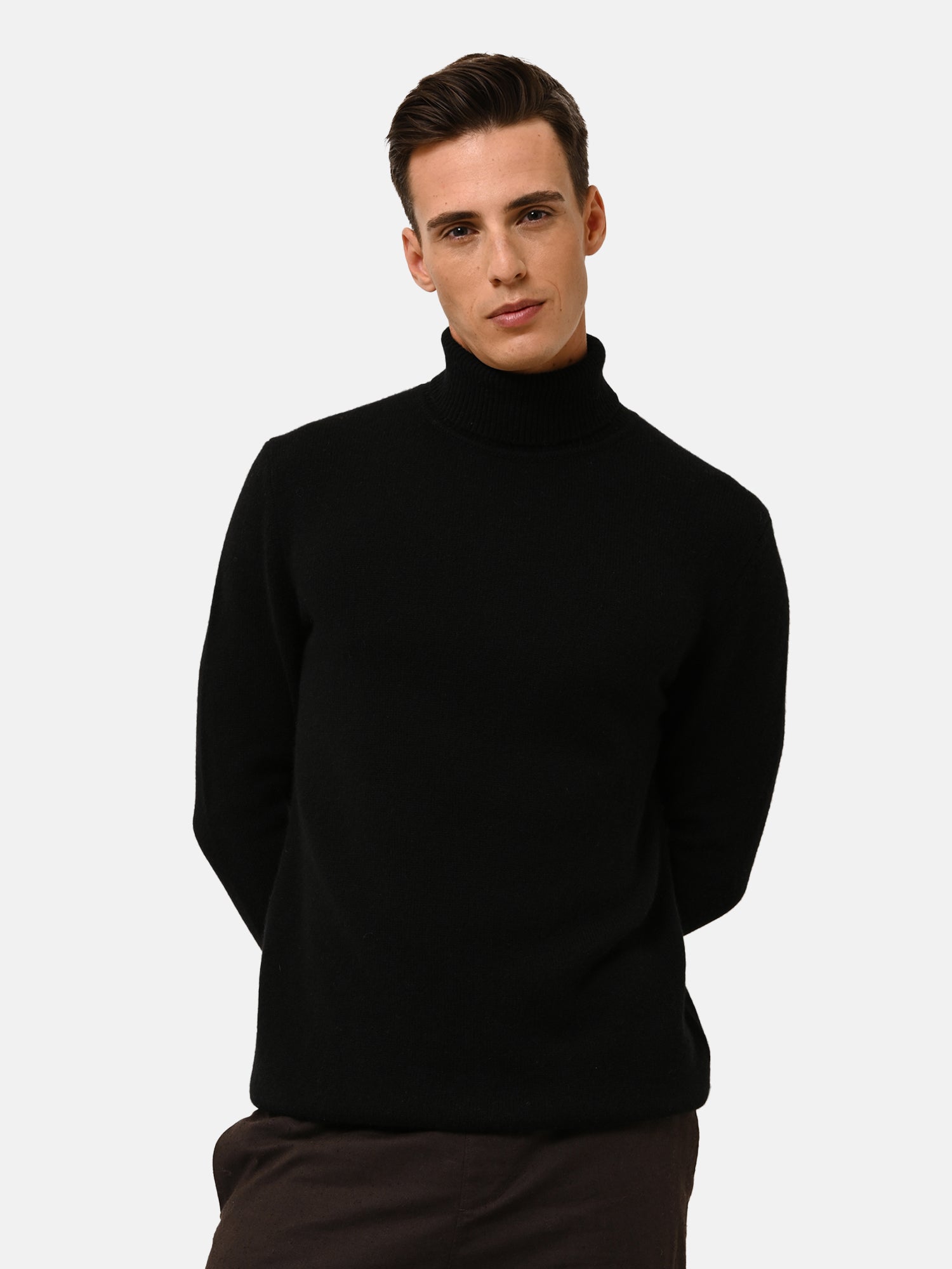 Pull Col Roulé 4 Fils Noir Sacha, JUST CASHMERE