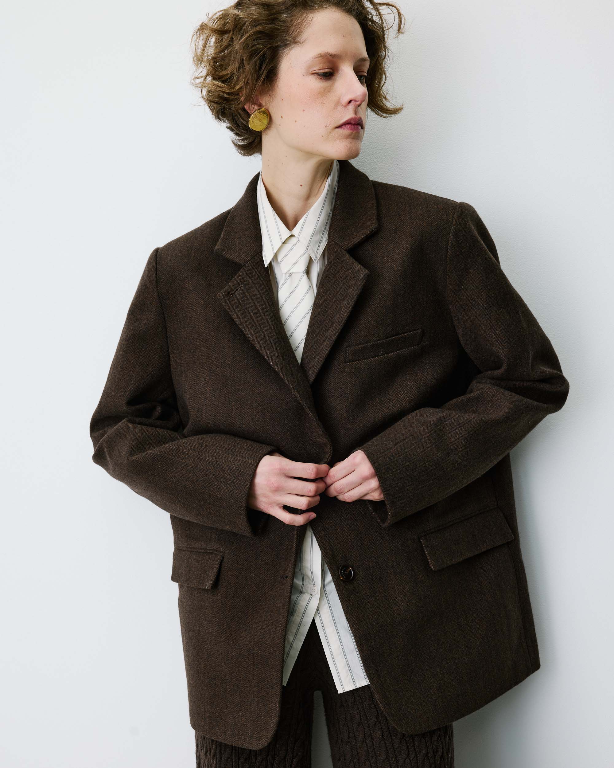 Blazer oversize structuré à boutons au dos chocolat Behati, GRACE & MILA