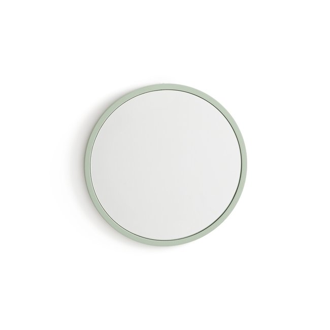 Espejo redondo de MDF Ø30 cm, Poketa verde claro grisáceo <span itemprop=