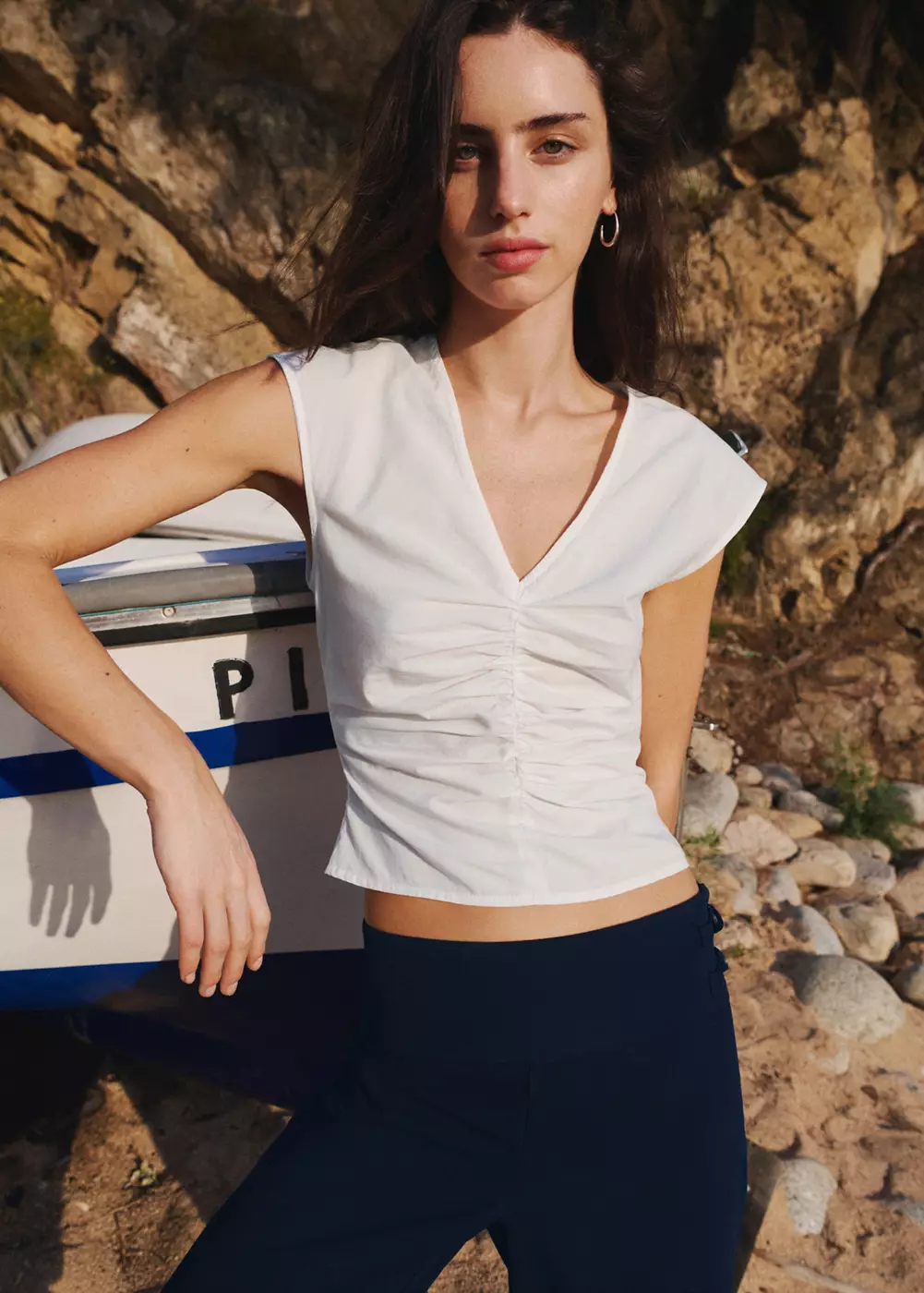 Top 100 % coton froncé, MANGO TEEN