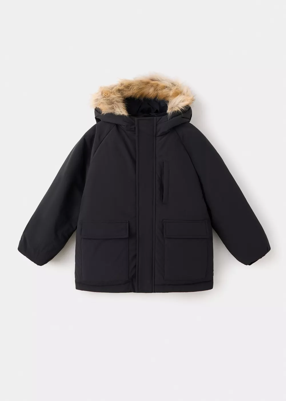 Anorak matelassé capuche imitation fourrure, MANGO BABY