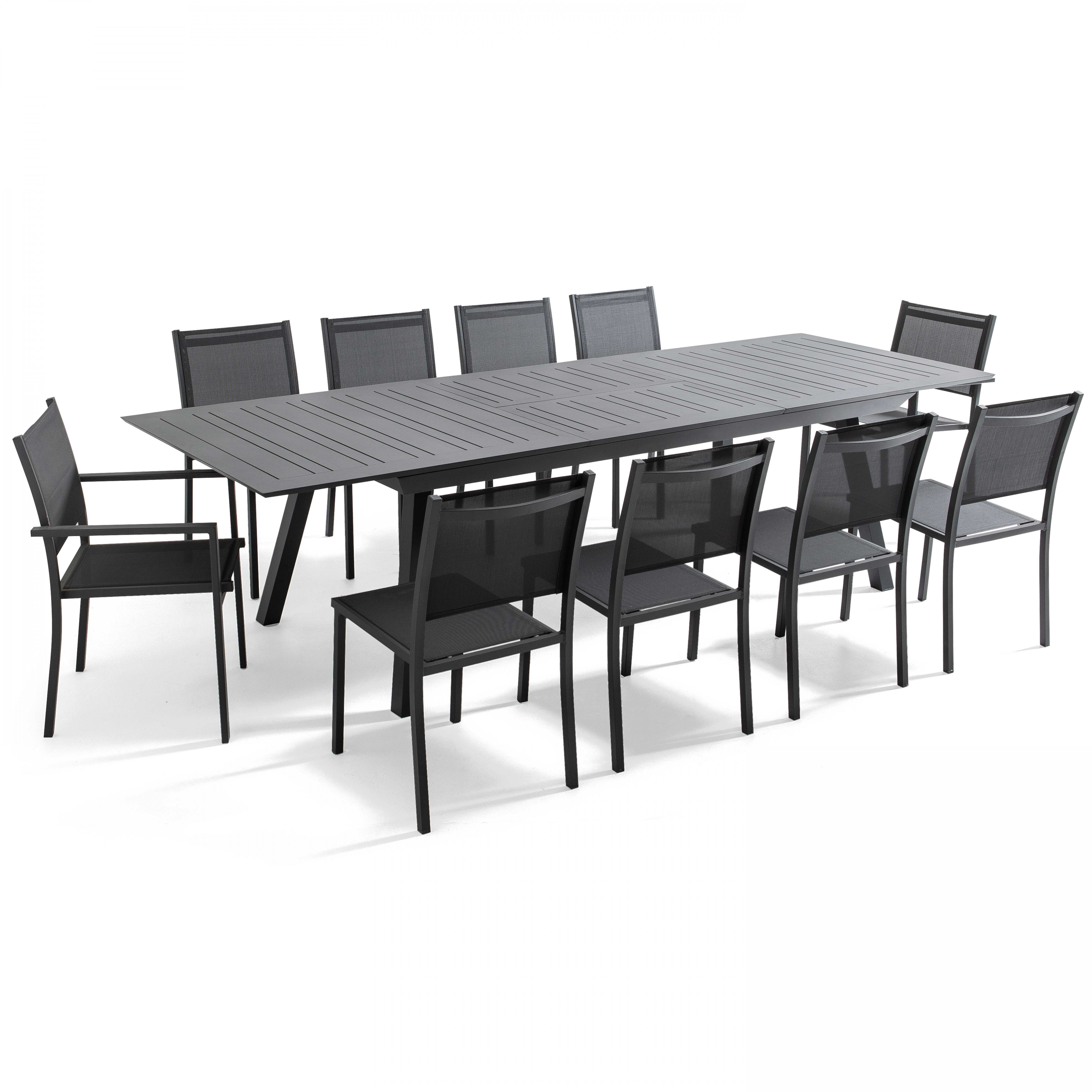 Salon de jardin table en aluminium, 8 chaises et 2 fauteuils - OLYMPE, OVIALA