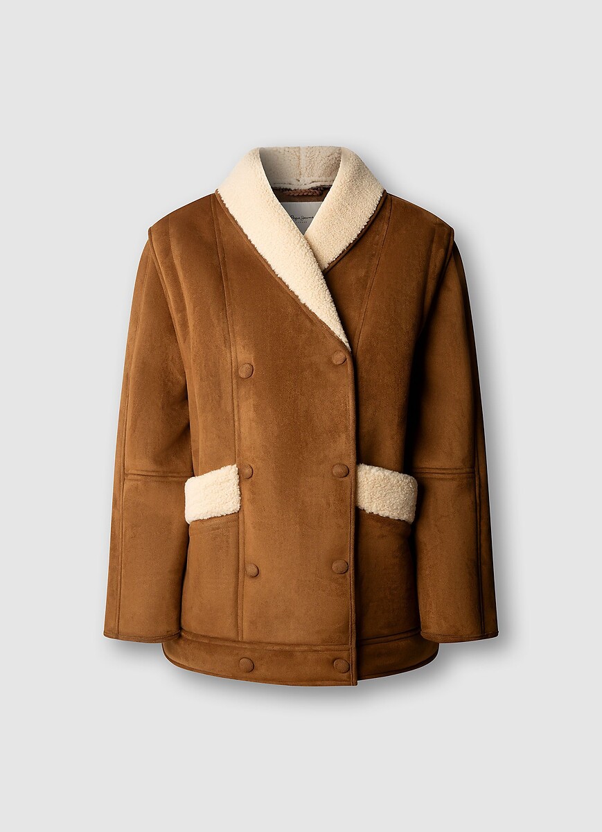 Abrigo de dos materiales: ante y sherpa, PEPE JEANS