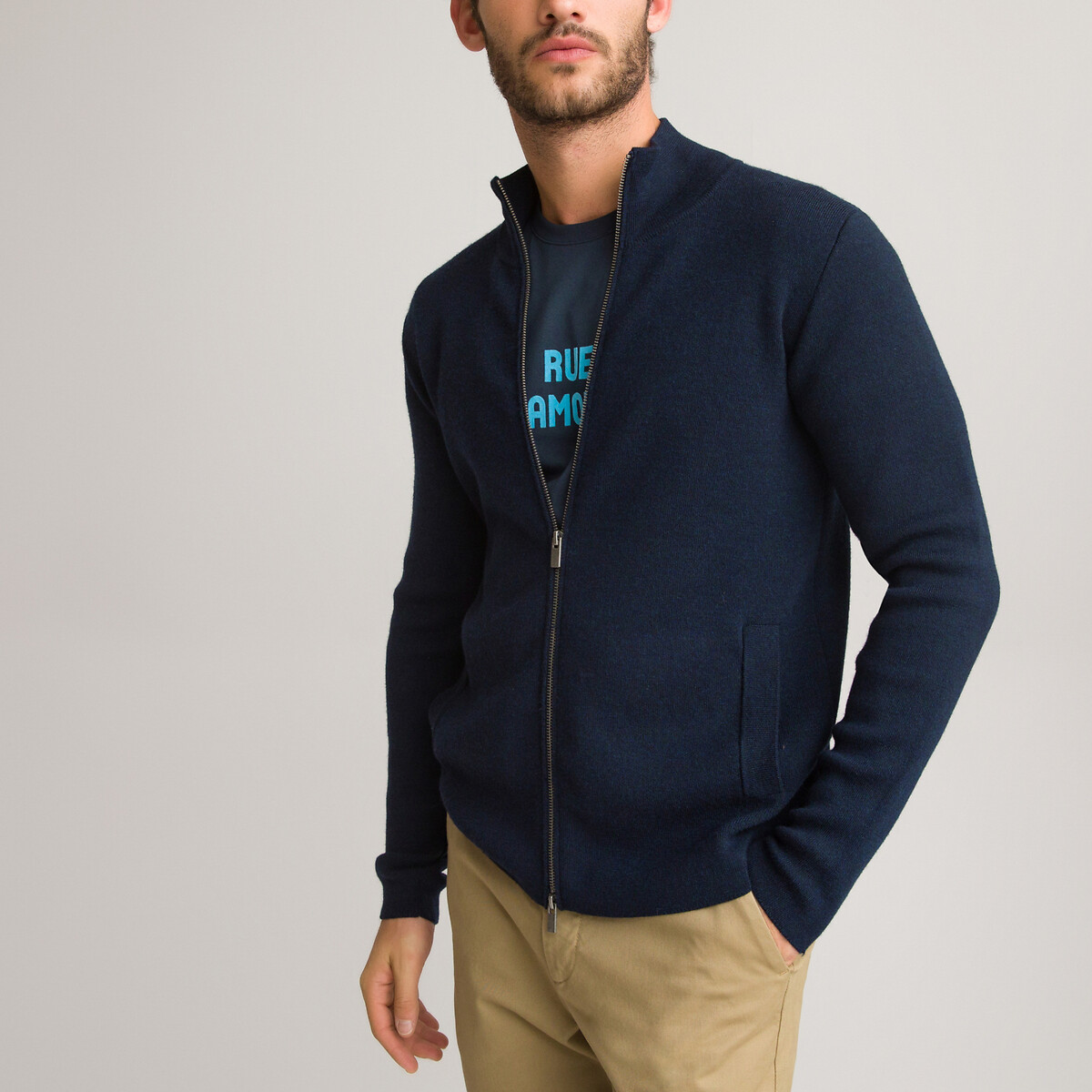 NOBRAND New Mens Zipper Cardigan Hooded Sweater Popular Mens Sweater 