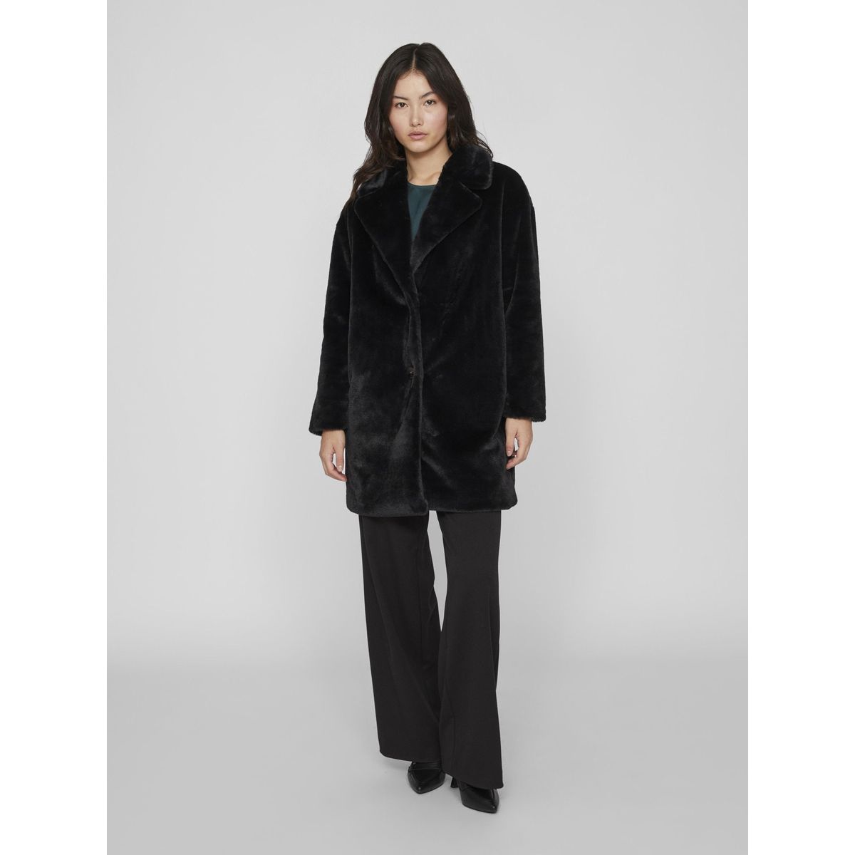 Manteau long fausse online fourrure noir