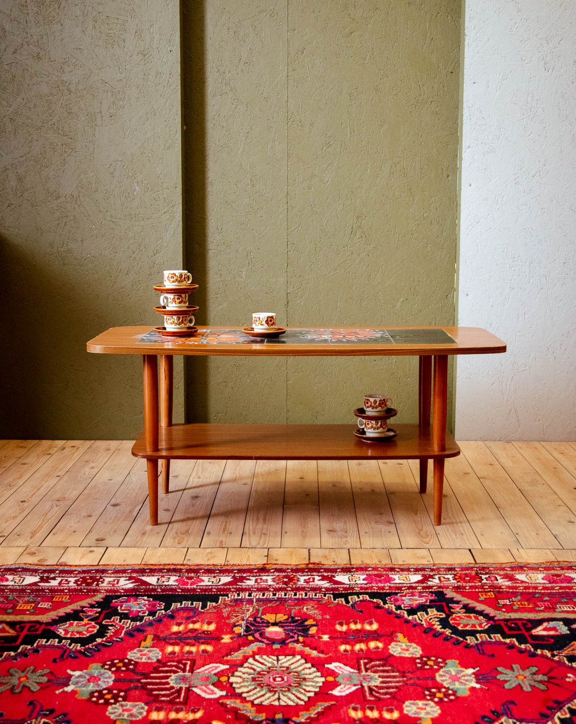 Table basse scandinave en teck et céramique Léonie N°840 - Bon état, DEBONGOUT
