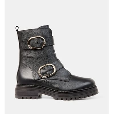 Boots boucles ryl ne cuir noir Galeries Lafayette La Redoute