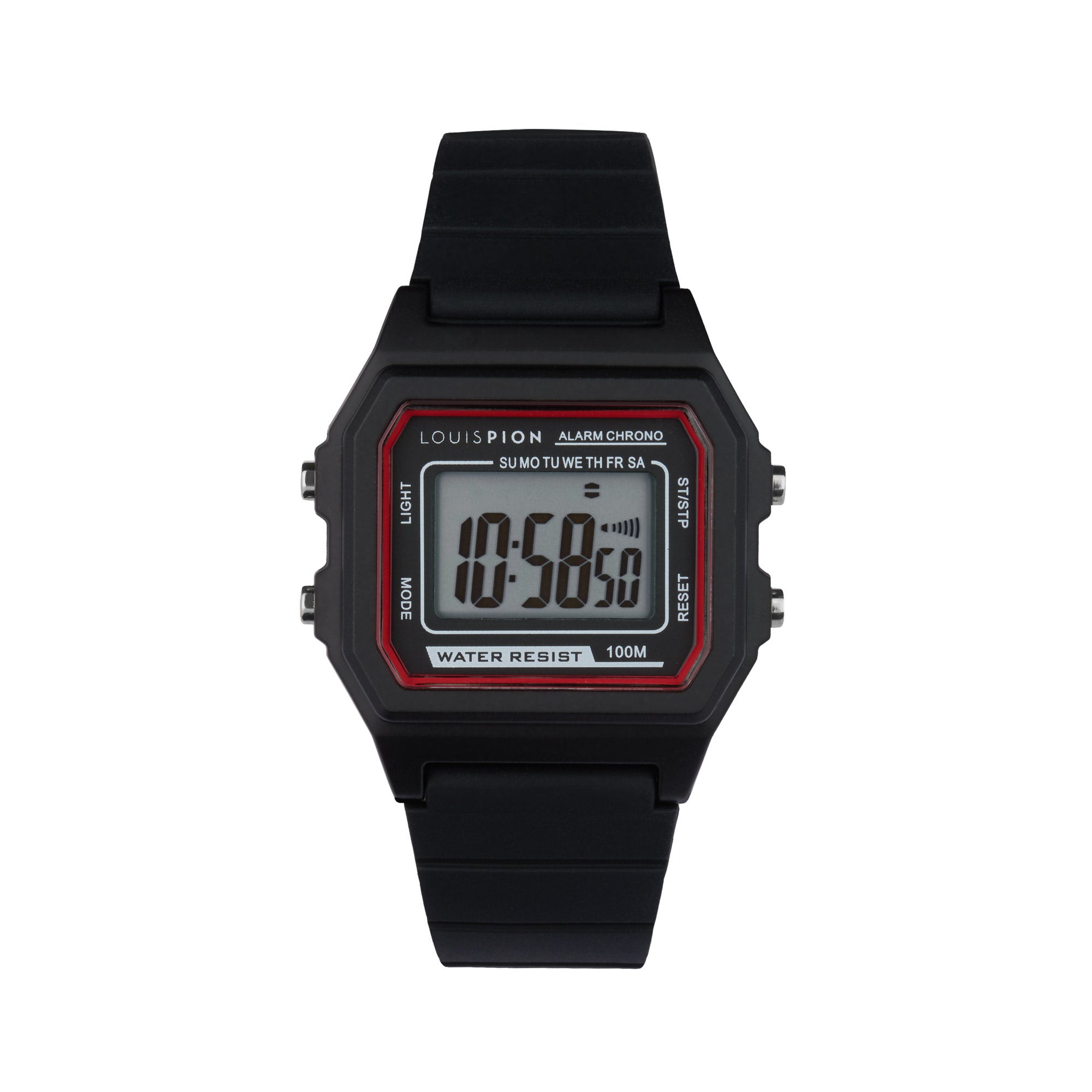 Montre Sport Femme Louis Pion Noire - Quartz, étanche 100 M, Boîtier Résine 30 Mm