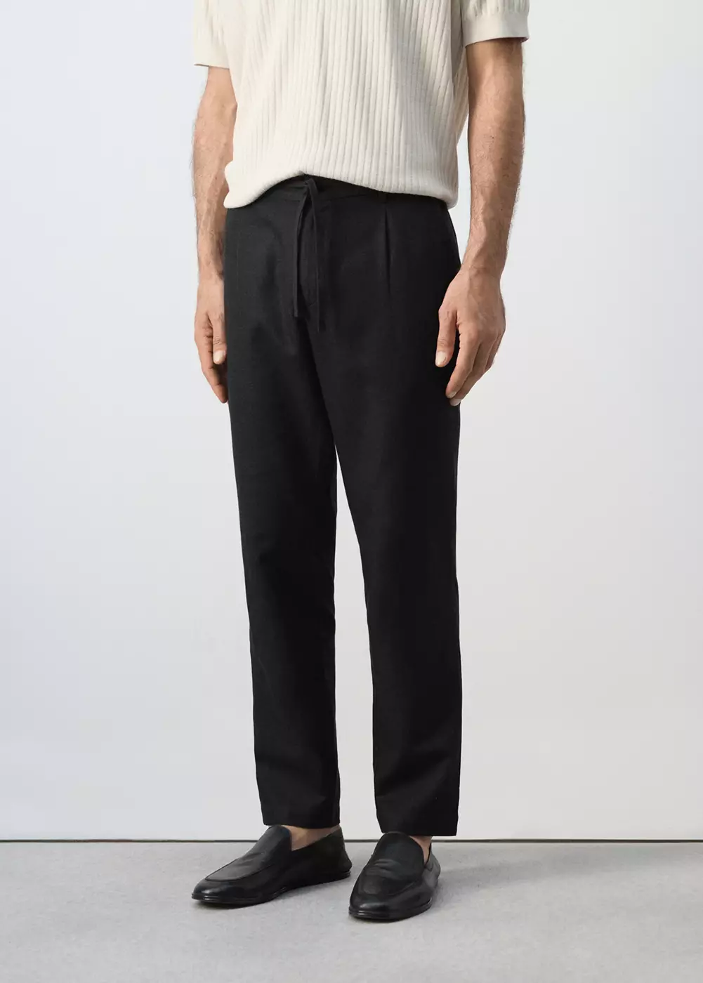 Pantalon slim fit cropped en lin et coton, MANGO MAN