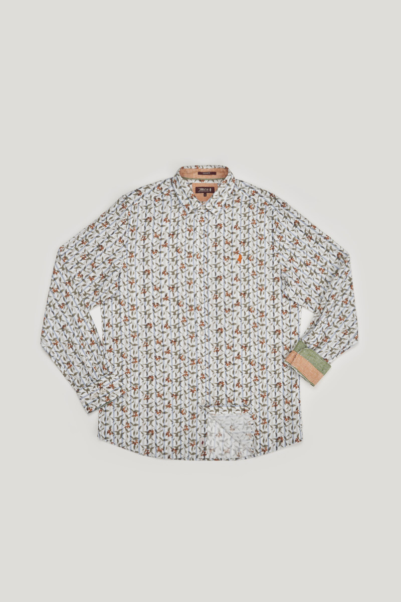 Chemise imprimée fleurs en coton flammé, MCS