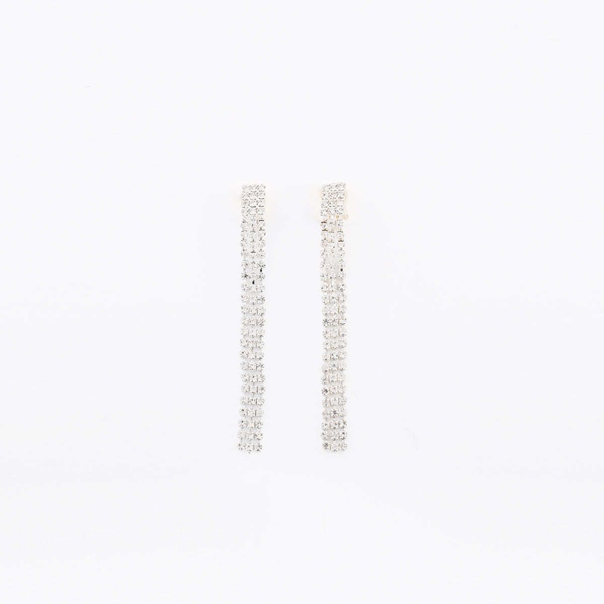 Boucles d'oreilles clips - pendantes strassées argentées, BALABOOSTE