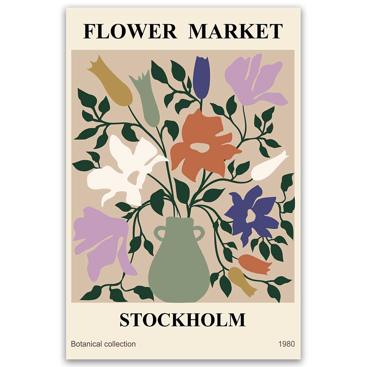 Tableau Flower Market fleurs rouges modernes, HEXOA