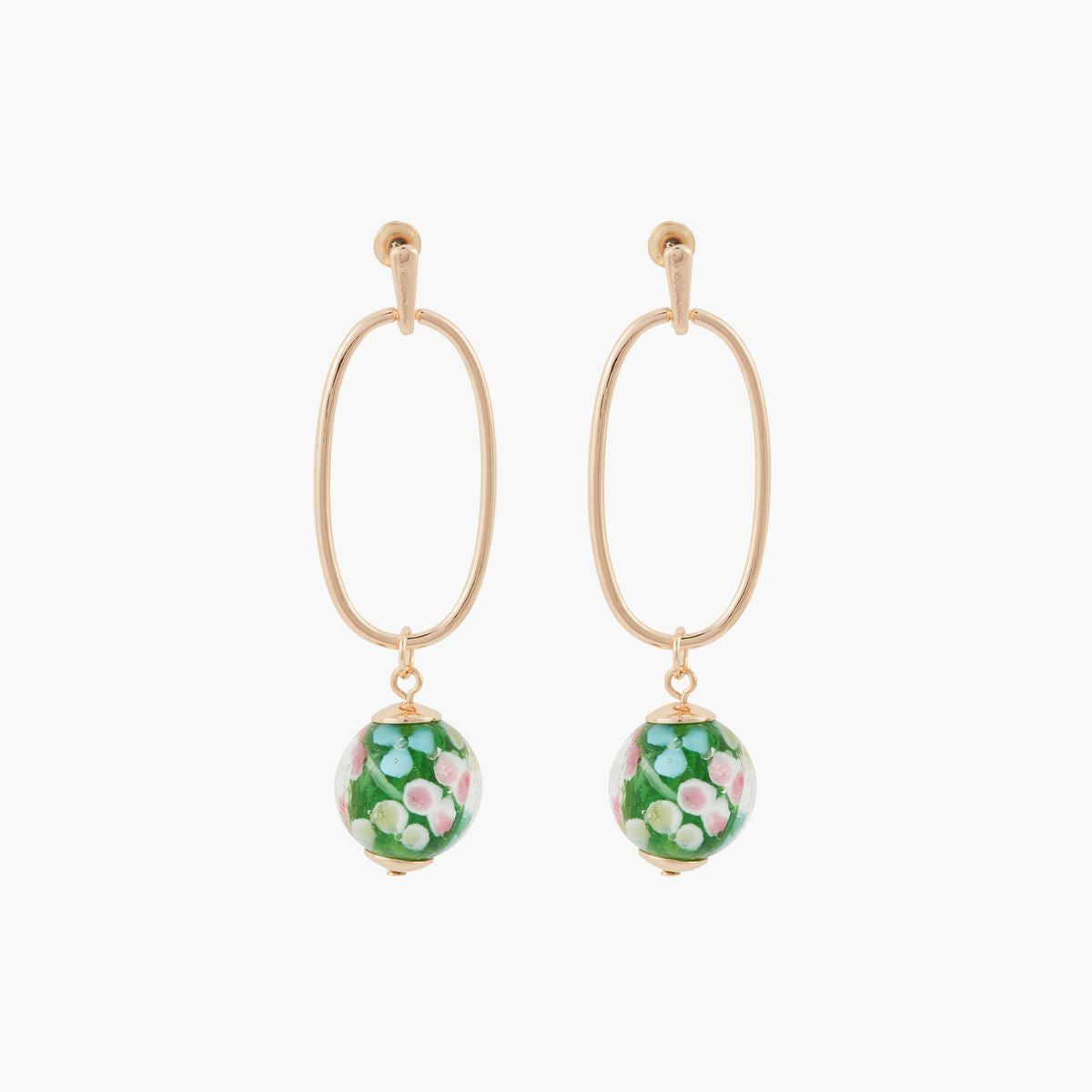 Boucles d'oreilles perles de verre à fleurs, BALABOOSTE