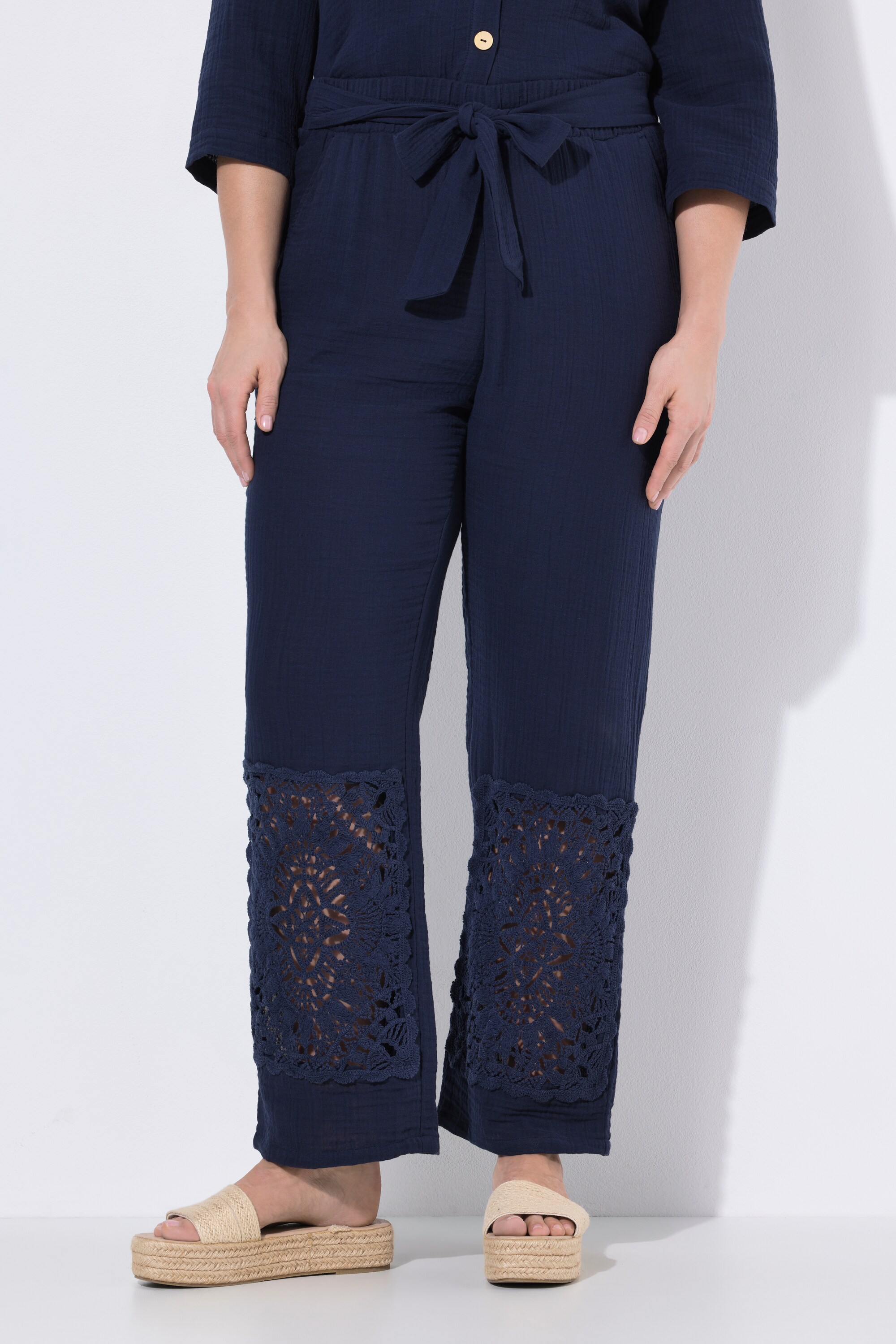 Pantalon en mousseline de coton bio, ULLA POPKEN