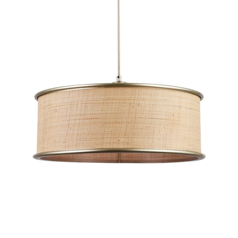 Suspension raphia naturel et métal champagne Bob, MILLUMINE