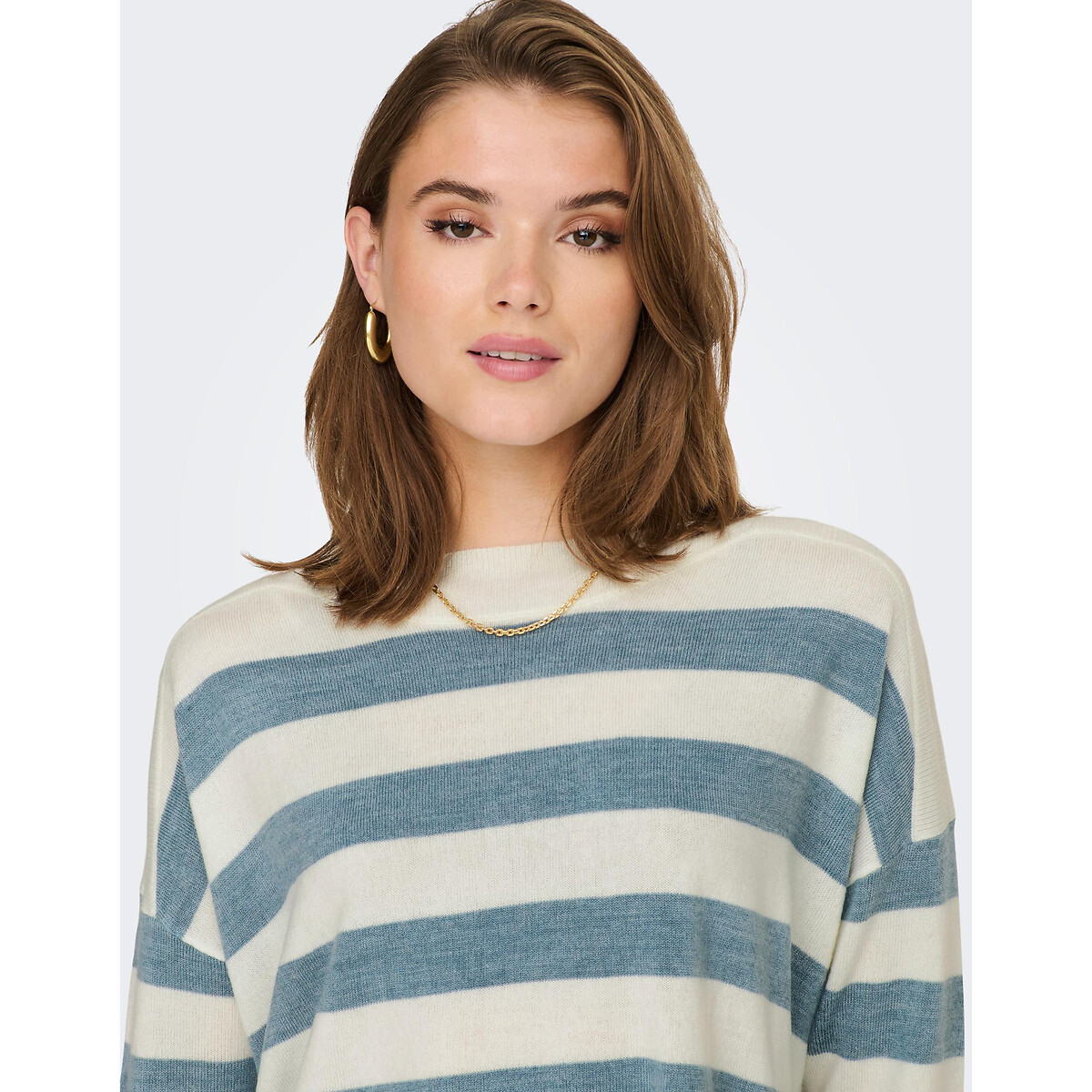 Striped boat neck jumper blue striped Only La Redoute