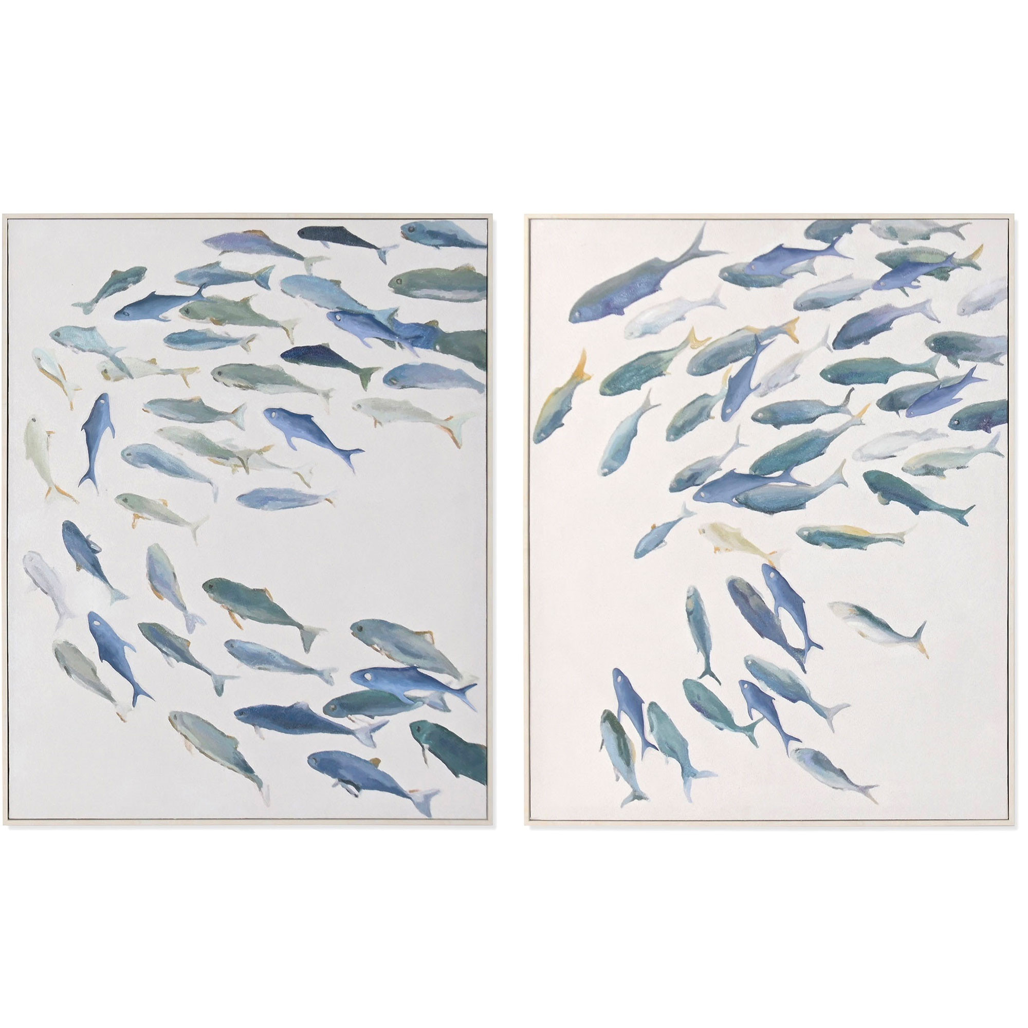 Set de 2 cadres décoratifs toiles banc de poissons 82x4x102cm, WADIGA