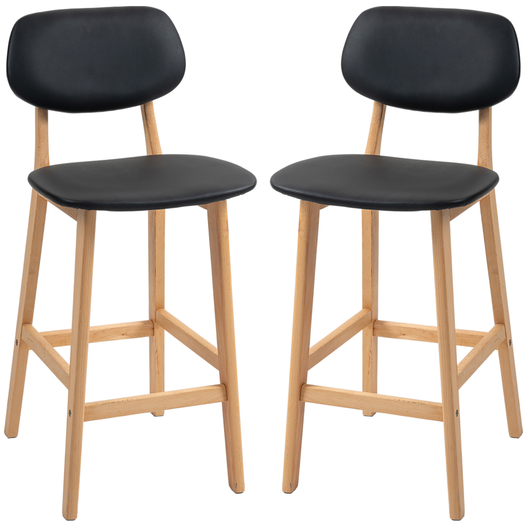 Tabouret de bar Revêtement synthétique Noir, HOMCOM