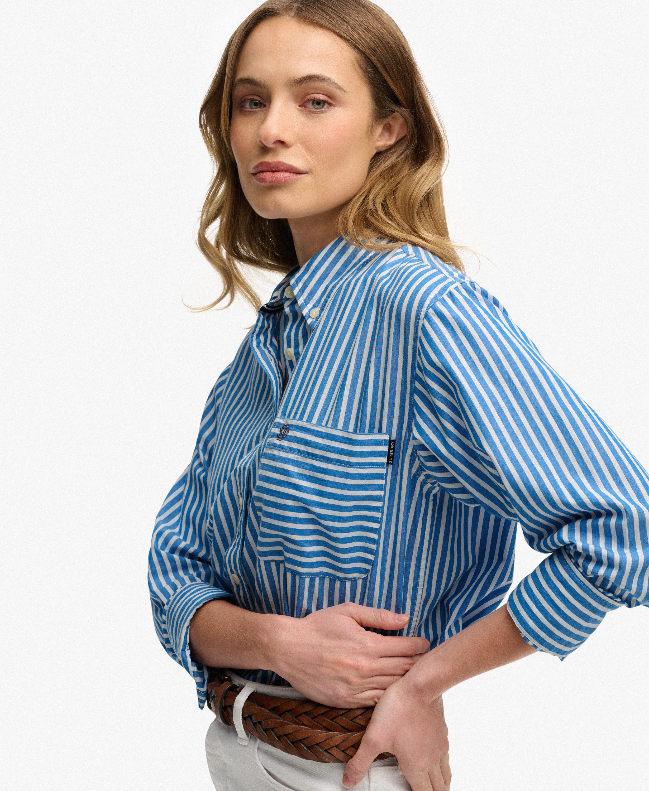 Chemise Poplin Manches Longues Coupe Décontractée, SUPERDRY