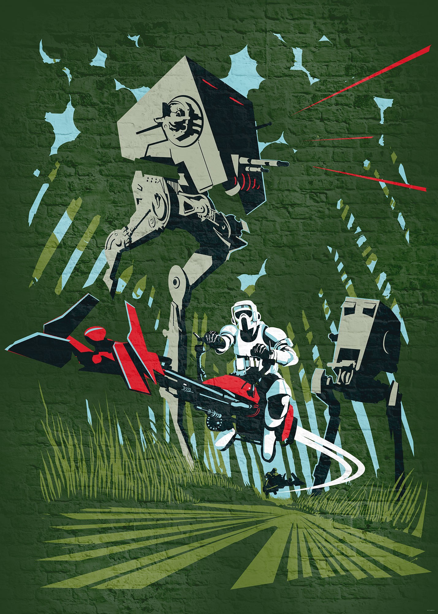 Papier peint Komar - Star Wars Classic Concrete Endor - 200 x 280 cm, HEXOA