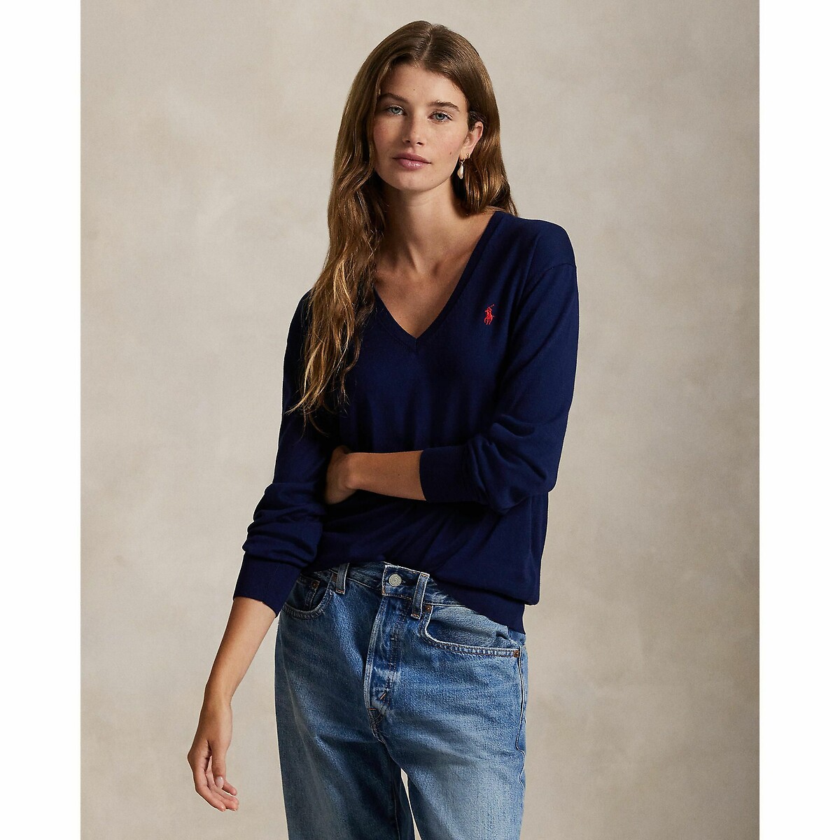 ralph lauren ladies cotton v neck sweaters