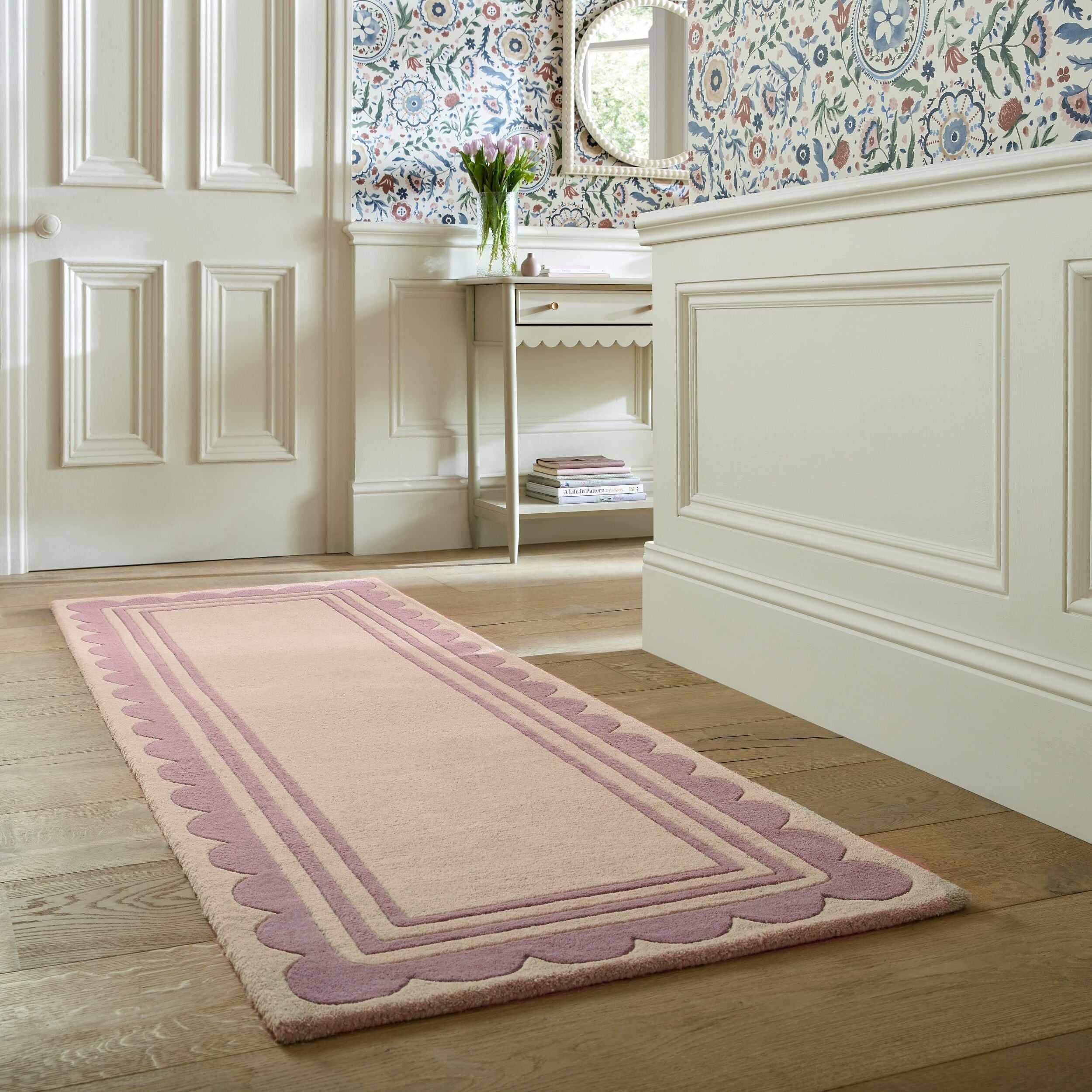 Tapis de couloir en laine à bordure festonné LOIS, FLAIR RUGS