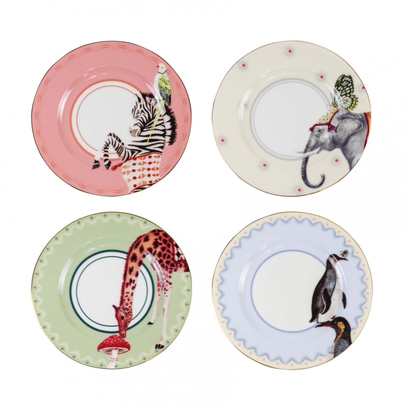 Set 4 Assiettes Animaux 16cm, YVONNE ELLEN