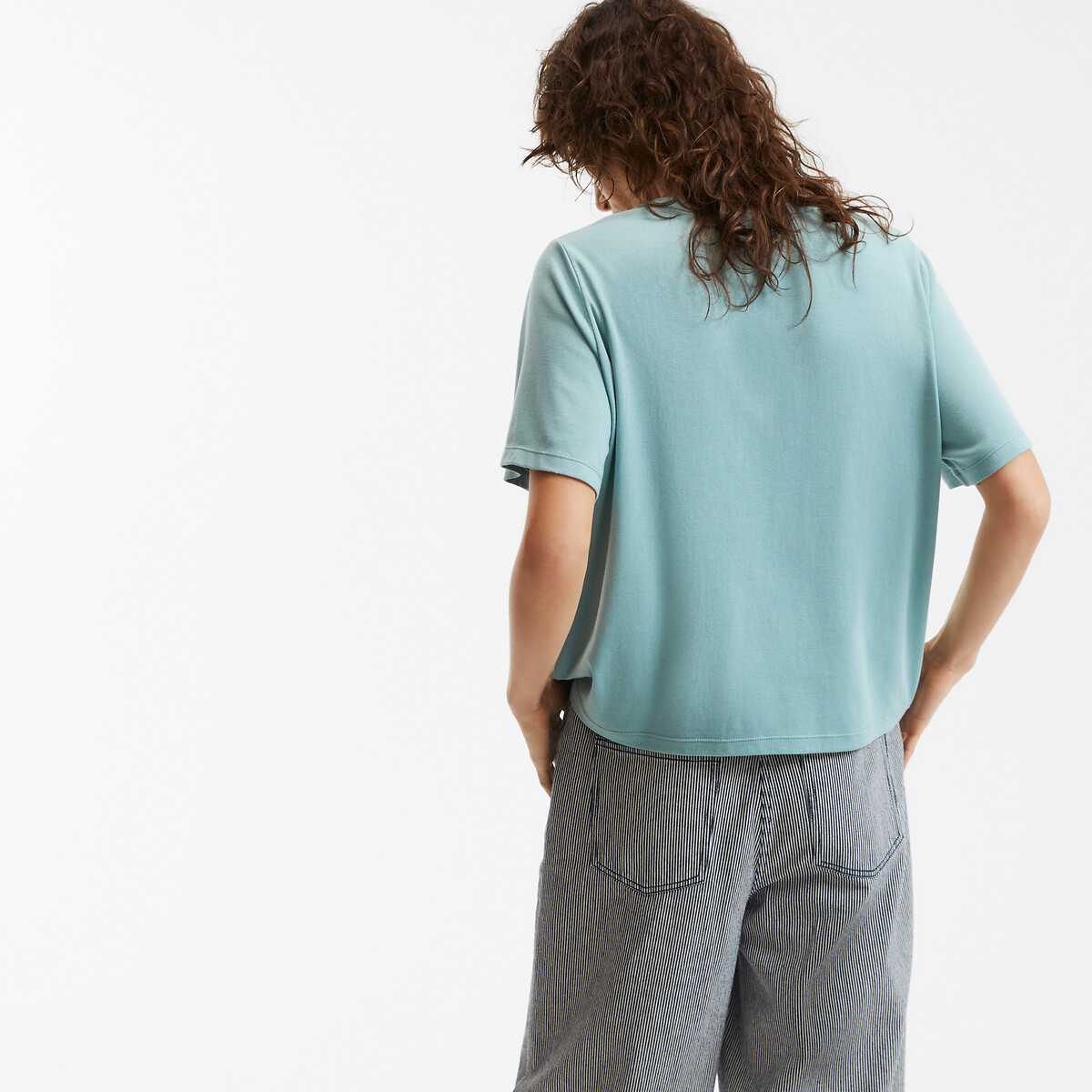 Maglietta Da Donna Elegante Basic, A Maniche Corte, Con Scollo A V, Casual, Tinta Unita, Elasticizzata, Tunica Da Donna, In Cotone, Morbida E Confortevole, Lilla, L