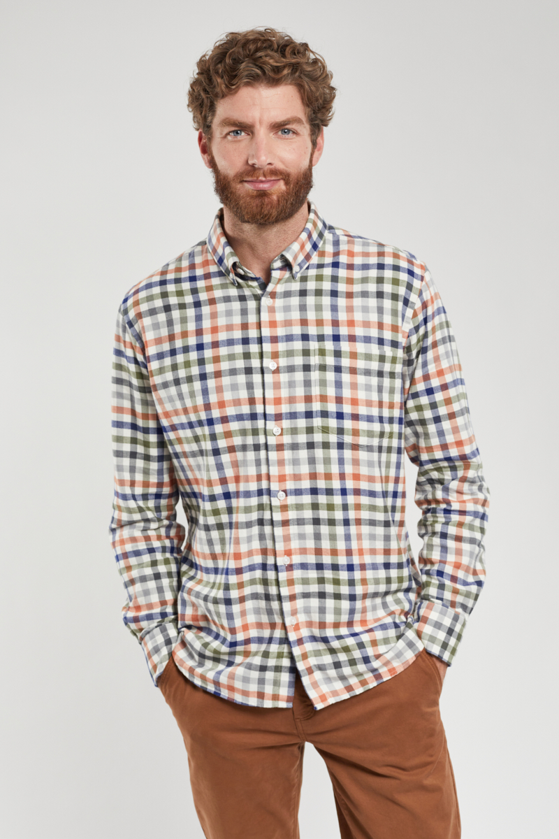 Chemise à carreaux en coton flanelle, ARMOR-LUX
