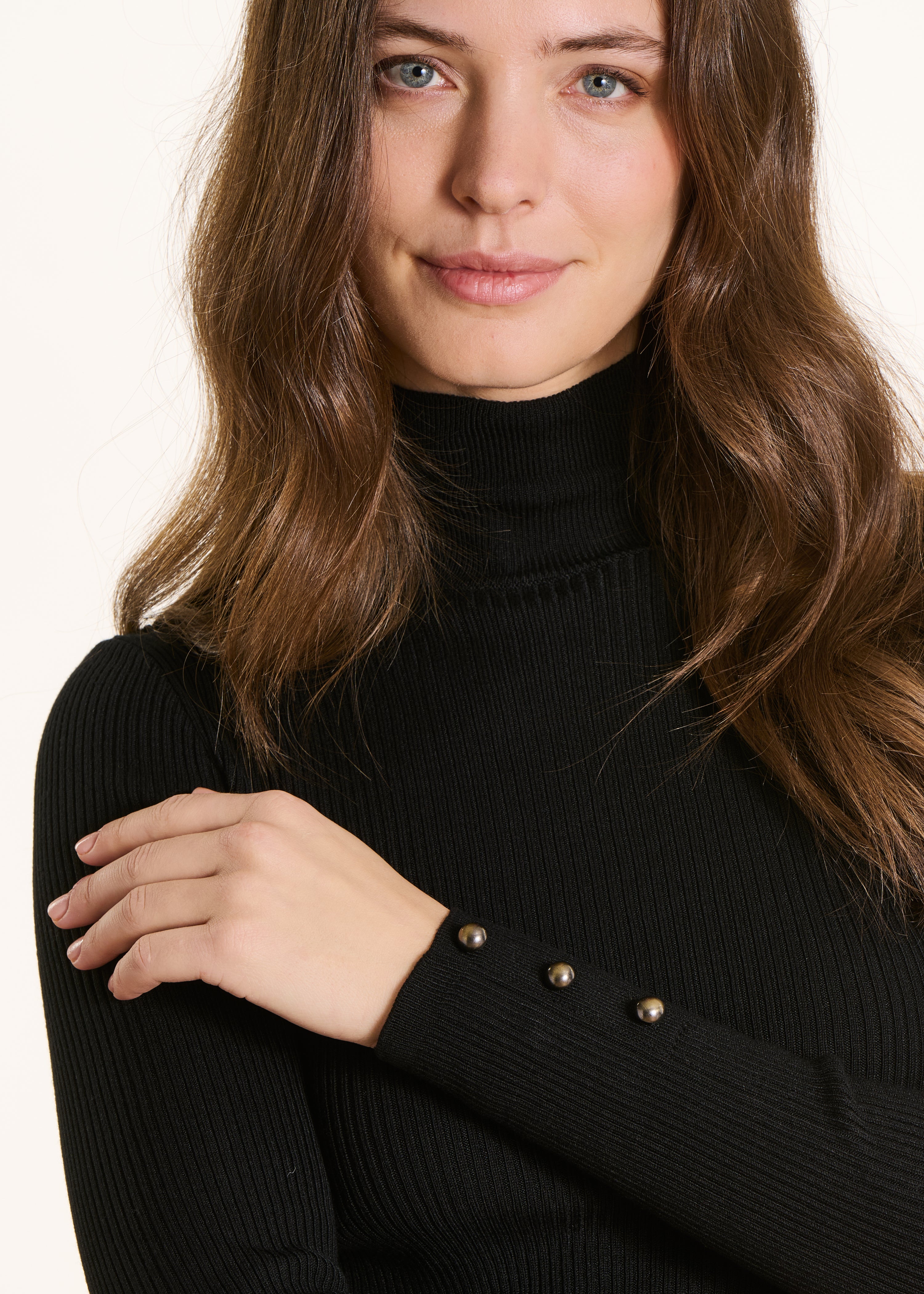 Pull en maille fine manches longues col montant, LA FEE MARABOUTEE