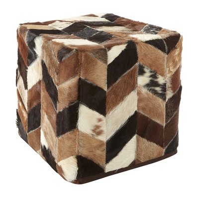 Cowhide Leather Pouffe in Natural Patchwork SO'HOME