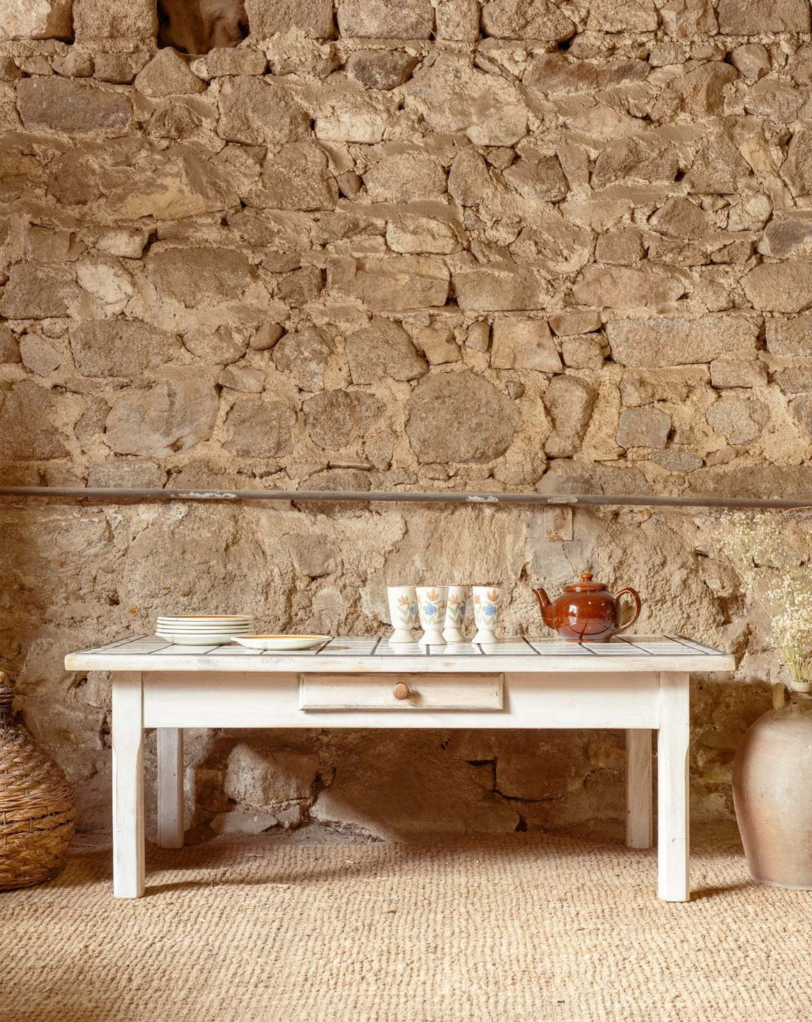 Table basse en bois et céramique Donna N°1571 - Bon état, DEBONGOUT
