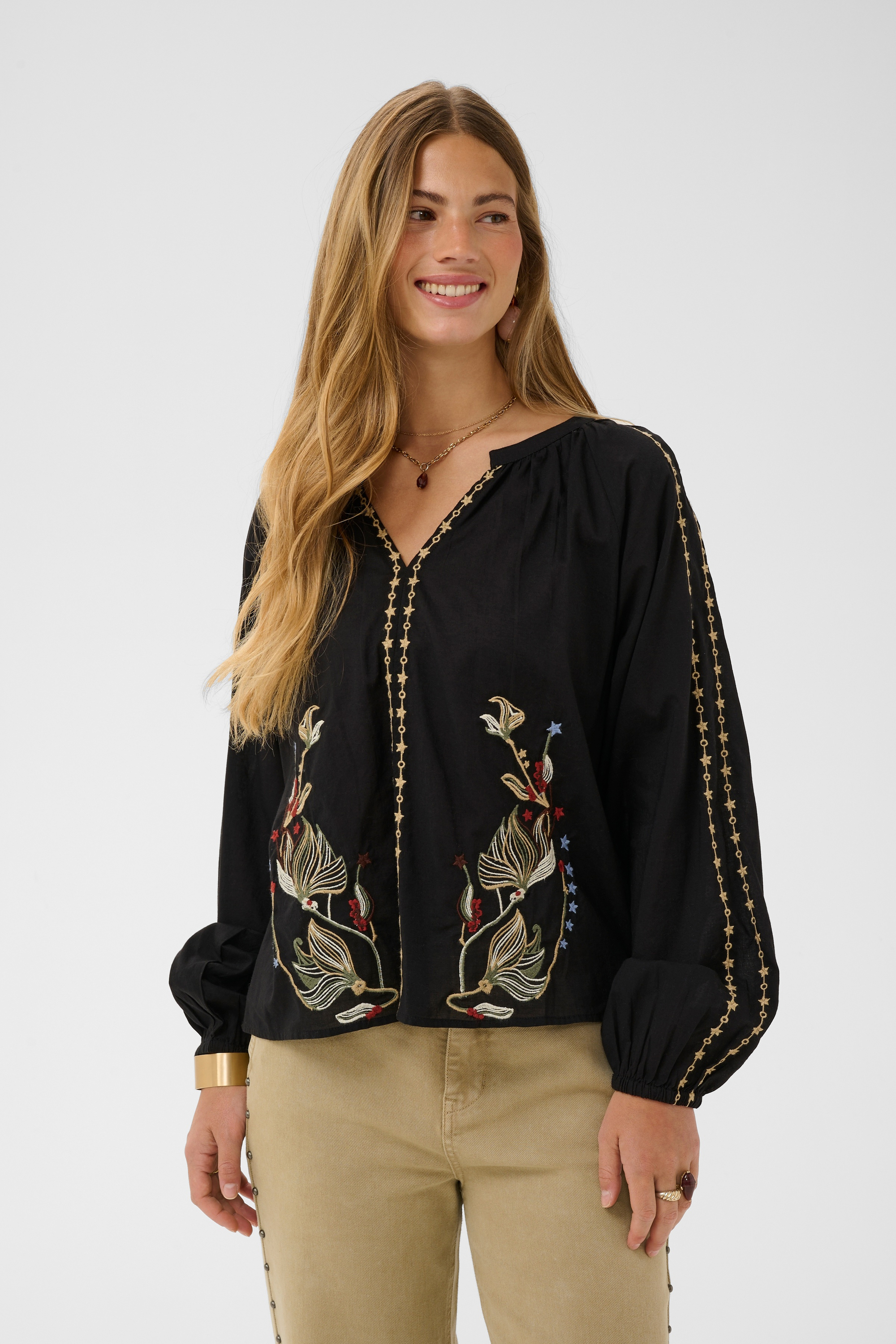 Blouse à manches longues, CREAM