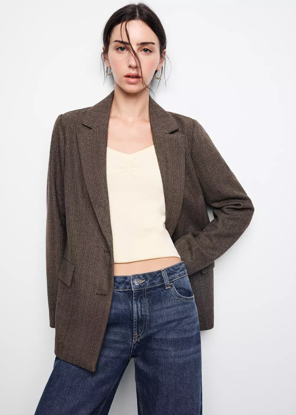 Blazer à chevron laine mélangée, MANGO TEEN