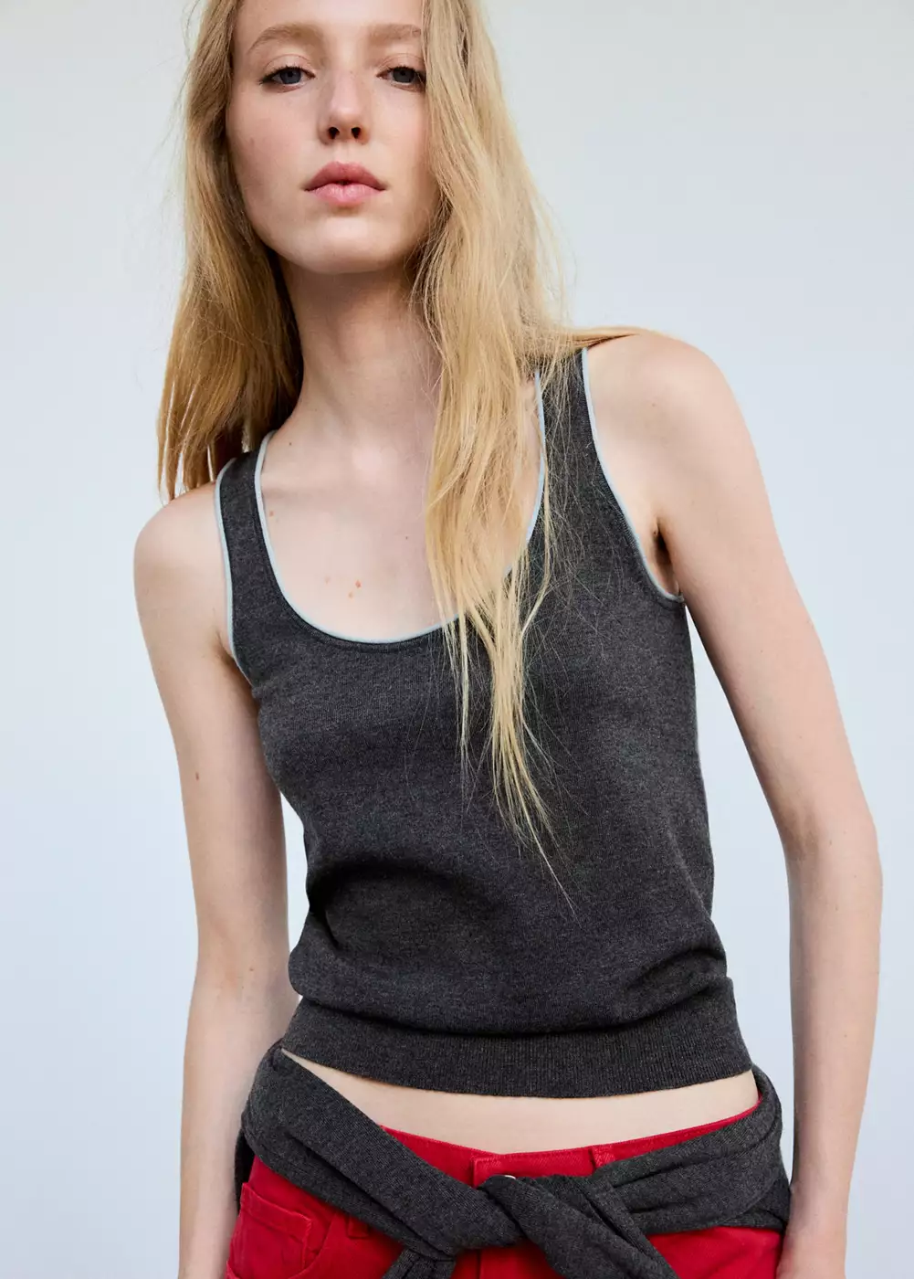 Top en maille avec bordure contrastante, MANGO