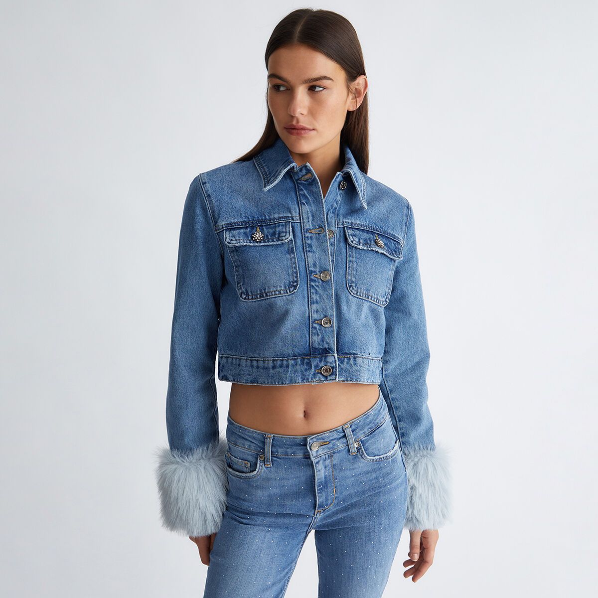 Veste jean moumoute outlet