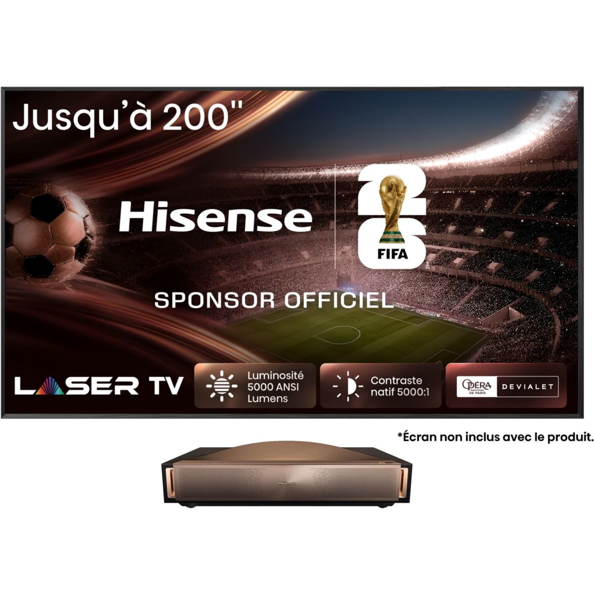 Vidéoprojecteur home cinéma L9Q 2025 - 4K Ultra HD Triple Laser - 5000 lumens - Ultra Courte Focale, HISENSE